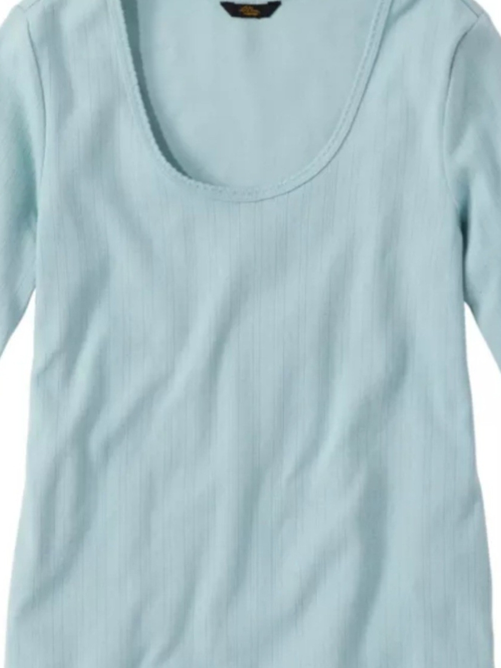 LL Bean Signature Women's Premium Essential Pointelle Tee Elbow Sleeve Large